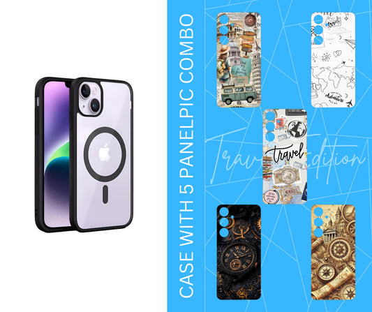 BLACK BORDER MAGSAFE CASE WITH 5 PANELPIC COMBO ( TRAVEL EDITION )