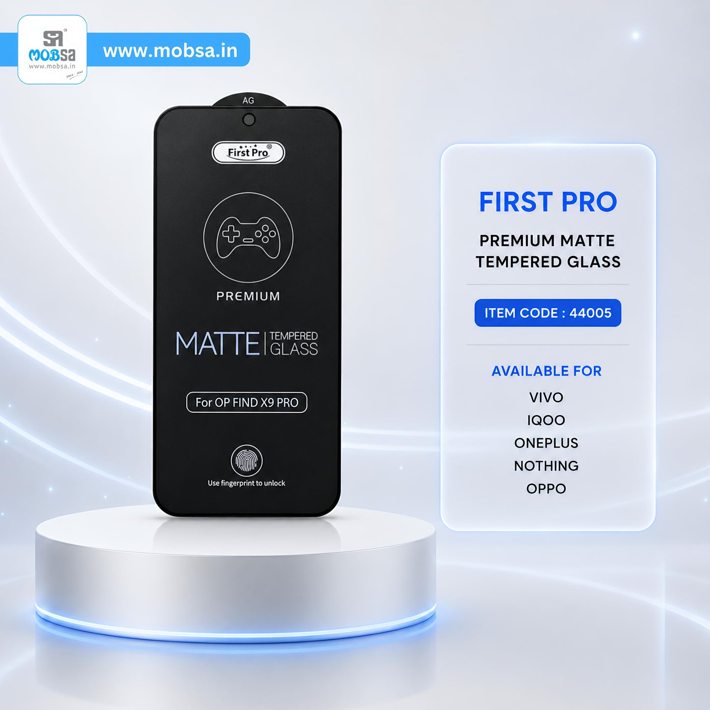 FIRST PRO / MATTE / TEMPERED GLASS ( ITEM CODE - TGM02 )