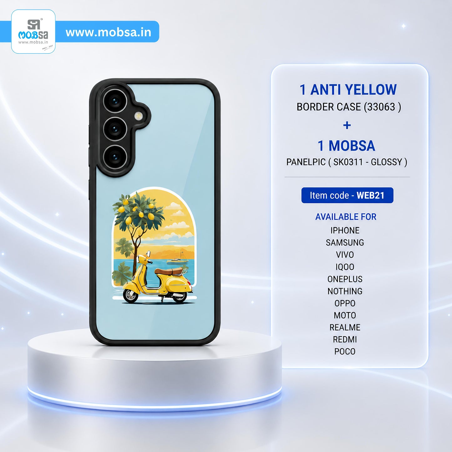 1 ANTI YELLOW BORDER CASE + 1 MOBSA PANELPIC ( WEB21 )